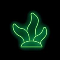 Green neon sign representing seaweed growing from the seabed vector