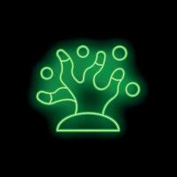 Green neon zombie hand rising from a grave halloween concept vector