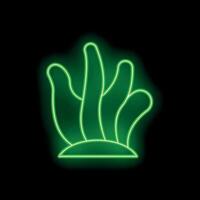 Green neon sign showing seaweed growing from the seabed vector
