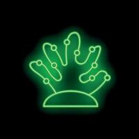Neon green sensor network activating on black background vector