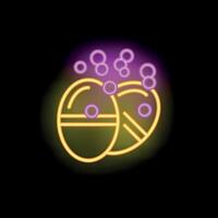 Neon icon of effervescent tablets dissolving in water vector
