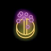 Neon effervescent soluble pill dissolving in water icon vector