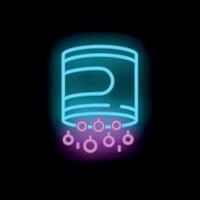 Neon database icon glowing with data droplets on black background vector