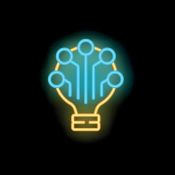 neón bombilla representando artificial inteligencia y máquina aprendizaje vector
