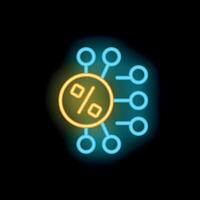 Neon sign representing affiliate marketing system with percentage symbol and connected dots vector