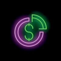 Neon sign representing money turnover with dollar sign and arrow on black background vector