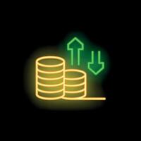 Neon icon of money showing up and down trends vector