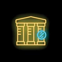 Neon sign of museum, bank or stock exchange building with columns and currency sign vector