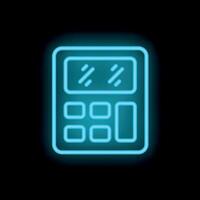 Blue neon calculator glowing on black background vector