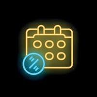 Neon icon of calendar representing deadline and time management vector