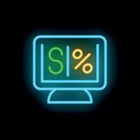 Neon computer icon displaying si unit symbol on screen vector