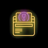 Neon sign showing credit card with warning message vector