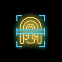 Neon icon of fingerprint scanner scanning fingerprint vector