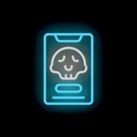 Neon skull symbol displaying inside smartphone screen with blank search bar vector