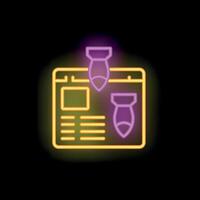 Neon website being attacked with bombs icon vector