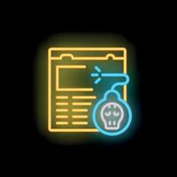 Neon bomb threatening online information security with skull and crossbones vector