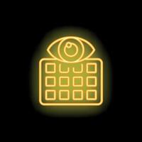 Neon icon of eye monitoring multiple square screens vector