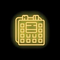 Neon yellow pos terminal accepting contactless payment with credit card vector