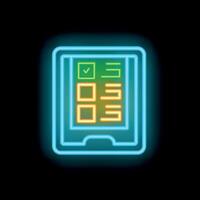 Neon mobile phone displaying checklist with checked boxes for task management and completion vector