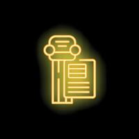 Neon sign representing car rental service with key and contract vector