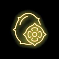 Glowing neon icon of kiwano fruit with slice on black background vector