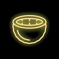 Neon sign representing a coconut cut open showing its flesh and milk vector