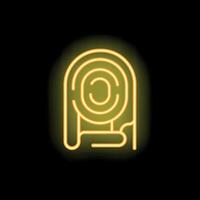 Neon icon of finger touching smartphone screen with fingerprint scanner vector