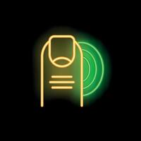 Neon finger touching digital screen interface vector