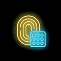Neon fingerprint with password for secure login access vector
