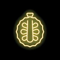 Neon icon of durian fruit glowing on black background vector
