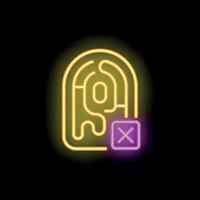 Neon fingerprint access denied sign showing rejection vector