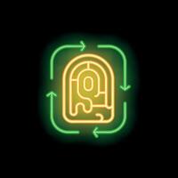 Neon fingerprint icon showing recurring identity verification process vector