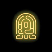 Neon fingerprint scanner glowing on black background vector