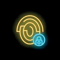 Neon fingerprint icon glowing for digital security access vector