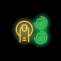 Neon icon of finger scan showing two factor authentication vector