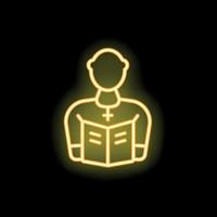Neon style icon of priest reading from bible vector