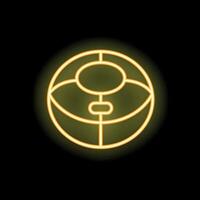 Neon yellow basketball glowing on black background vector