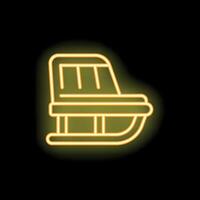 Neon yellow sled icon glowing on black background vector