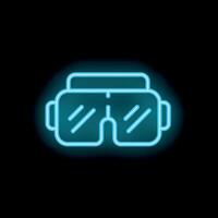 Blue neon vr glasses icon glowing in the dark vector