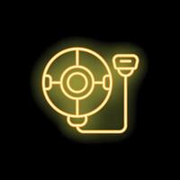 Neon icon of a security camera observing, surveillance concept vector