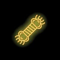 Yellow neon sign of christmas cracker with confetti exploding on black brick wall vector