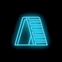 Neon style icon of a sliding ladder glowing on black background vector