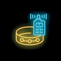 Neon glowing icon of electric invisible fence for pet security system vector