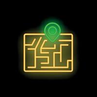 Neon pinpoint location icon showing position on a map vector