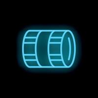 Blue neon sign of a camera lens on a black background vector