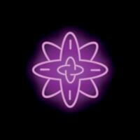 Neon atom icon glowing on dark background vector
