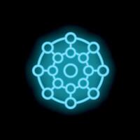 Neon blue circular network glowing on black background vector