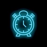 Neon blue alarm clock shining in the dark vector