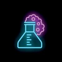 Neon icon of erlenmeyer flask releasing vapor vector