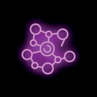 Neon purple network connecting dots showing data flowing through system vector